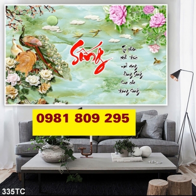 Tranh gạch men , gạch 3d trang trí chim công