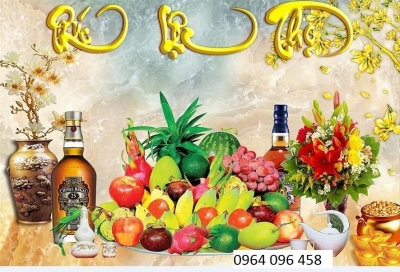 Tranh gạch 3d câu đối phòng thờ - TJHH6