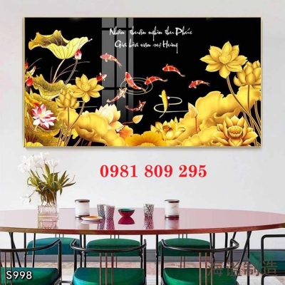 Tranh hoa sen , gạch ốp tường trang trí