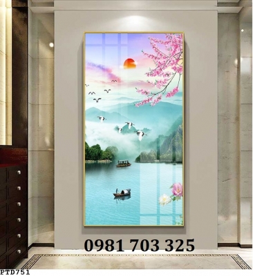 Tranh gạch khổ đứng phong cảnh 3D