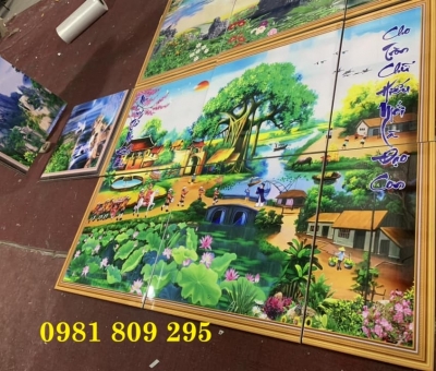 Gạch tranh 3d Làng quê Việt nam
