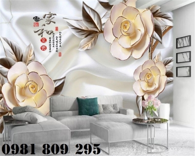 Gạch tranh 3d - tranh ốp tường hoa ngọc