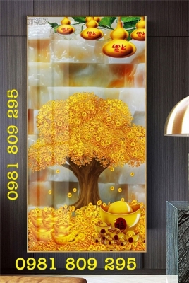 Tranh 3d cây tiền - gạch tranh 3d