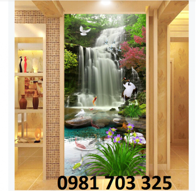 tranh gạch men 3D phong cảnh khổ đứng