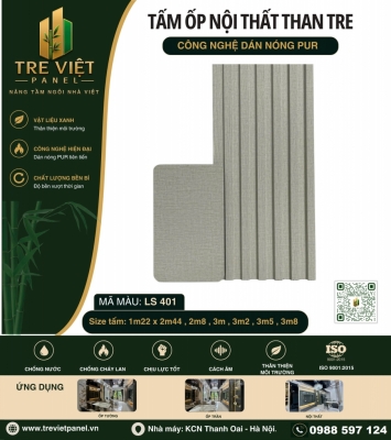 Tấm ốp tường lam sóng than tre