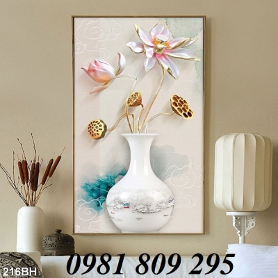 Tranh 3d bình hoa - gạch tranh 3d ốp phòng