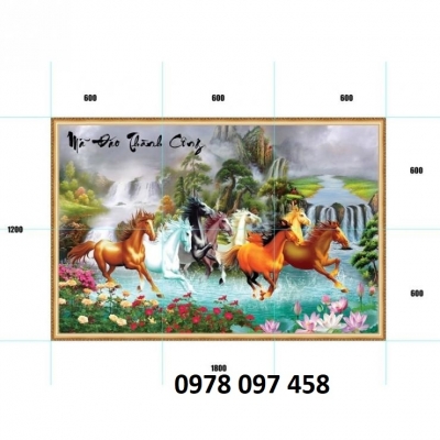 Gạch tranh 3d - tranh 8 chú ngựa
