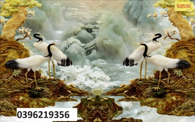 Tranh gạch đẹp chim hạc trang trí