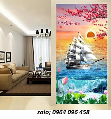Tranh gạch 3d ốp tường phong cảnh - hong thủy - 866CV