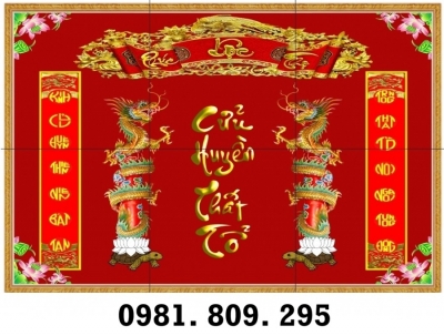Tranh gạch men phòng thờ cửu huyền thất tổ