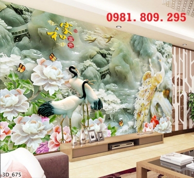 Tranh chim hạc 3d - tranh gạch 3d chim hạc  DP999