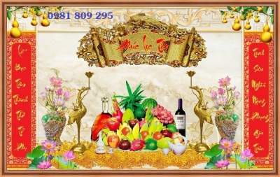 Tranh 3d , gạch tranh 3d phòng thờ bình hoa mới HU838