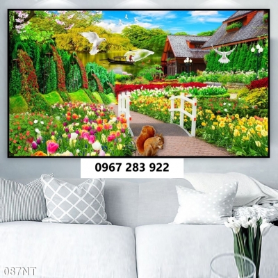 Gạch tranh trang trí vườn hoa
