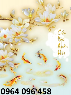 tranh cá chép phong thủy - tranh gạch 3d - BBB65
