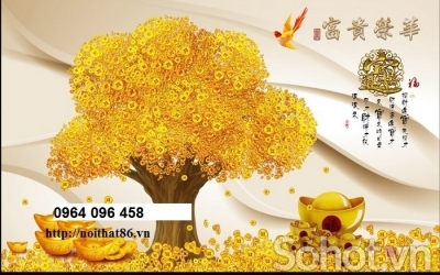 Tranh gạch 3d cây kim tiền - 654CVB