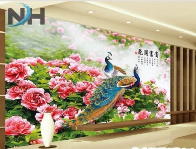 Tranh gạch 3d chim công phòng khách - TNB5