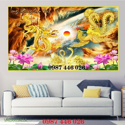 Gạch tranh rồng phượng vàng HP9233