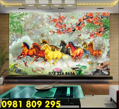 tranh gạch 3d - mã đáo phong thủy ốp tường