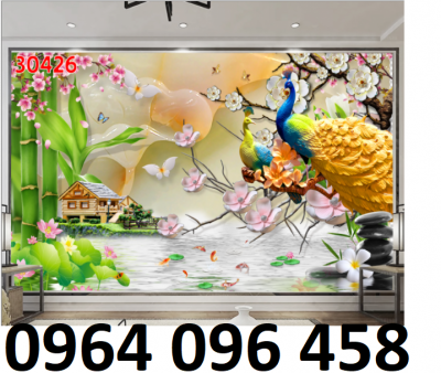 Tranh gạch 3d ốp tường tranh chim công - VBB76