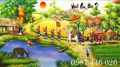 Tranh gạch men làng quê việt nam HP722
