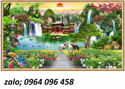 Tranh gạch 3d phong cảnh đồng quê sông núi - 145cv