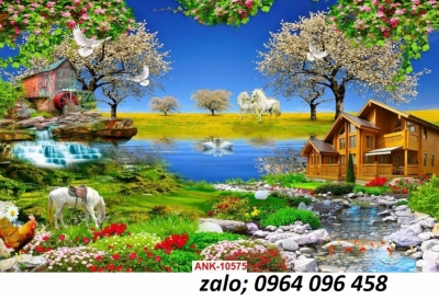 Tranh gạch 3d ốp tường phong cảnh đồng quê - CXV53