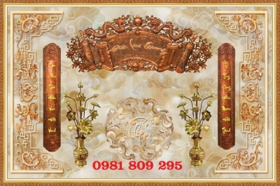 Tranh gạch phòng thờ gia tiên 3d đức lưu quang