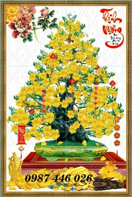 Tranh gạch men hoa mai vàng HP0762