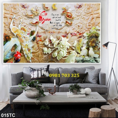 Tranh gạch chim công đẹp