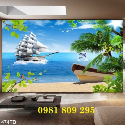 Mẫu gạch ốp tường đẹp 3d thuyền buồm