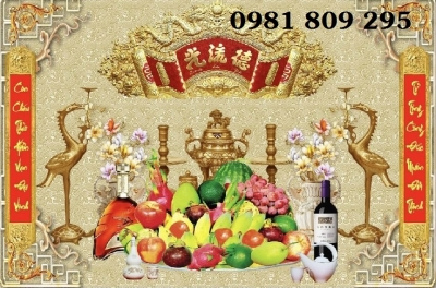 Gạch tranh phòng thờ gia tiên HP373