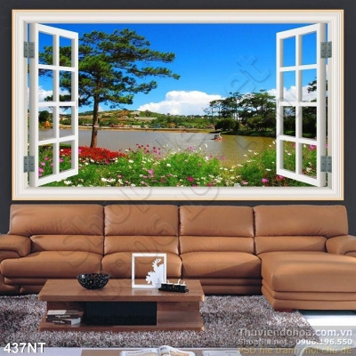 Tranh gạch trang trí- Tranh cửa sổ phong cảnh 3D