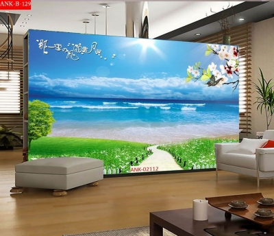 Tranh gạch 3d bờ biển cây dừa 655XP