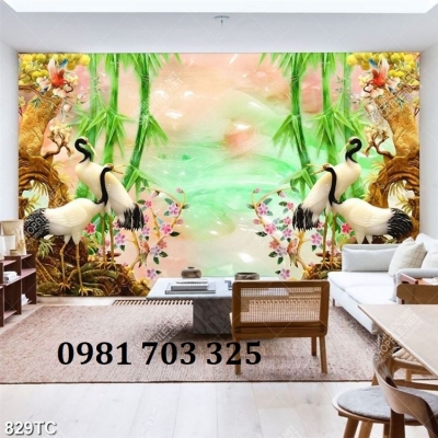 Tranh gạch chim hạc dán tường