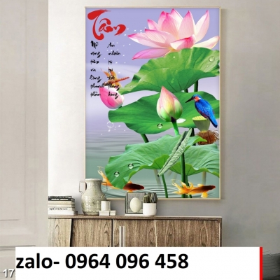Tranh gạch 3d ốp tường hoa sen - SXC544