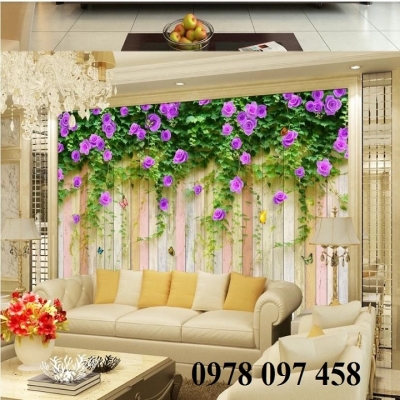 Gạch tranh vườn hoa trang trí phòng