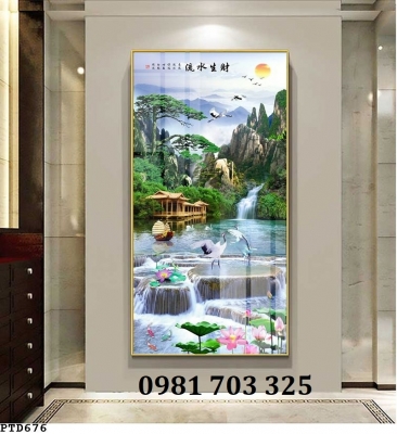 Tranh gạch khổ đứng phong cảnh đẹp trang trí