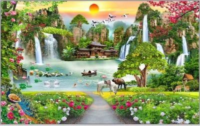 Gạch tranh ốp tường rào 3d - DKKM84