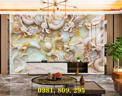 Gạch tranh phòng thờ rồng phượng