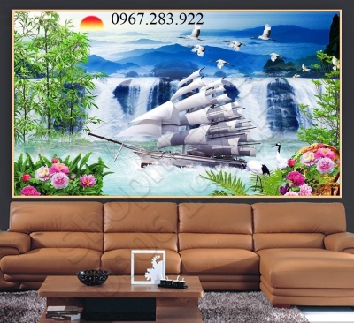 Tranh gạch- Tranh thuận buồm xuôi gió