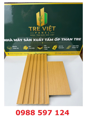 Tấm ốp than tre vân gỗ kèm lam sóng