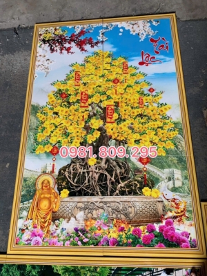 Gạch tranh 3D cây mai , gạch 3d hoa mai