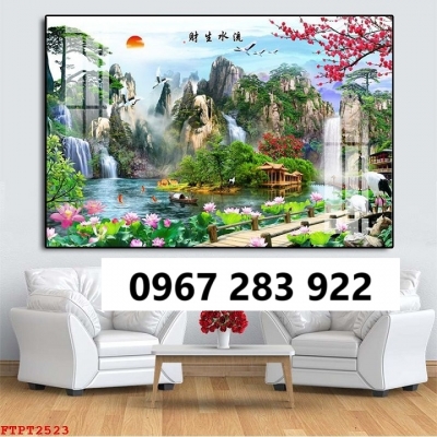 Tranh gạch phong cảnh thác nước trang trí 3d