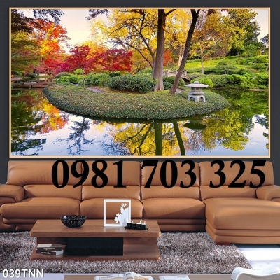 Gạch tranh phòng khách dán tường
