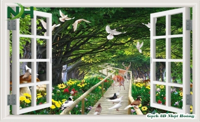 Tranh gạch 3d cửa sổ - CNBBV54
