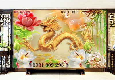 Mẫu gạch 3d trang trí ban thờ hình rồng