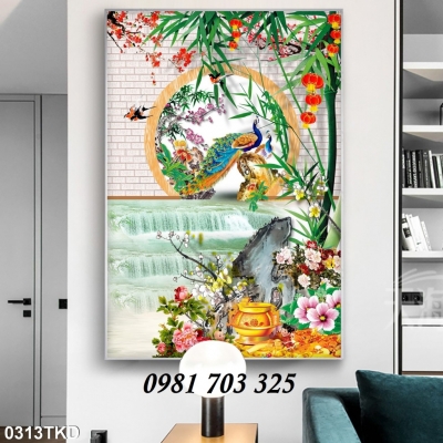 tranh khổ đứng, tranh gạch men ốp tường 3D