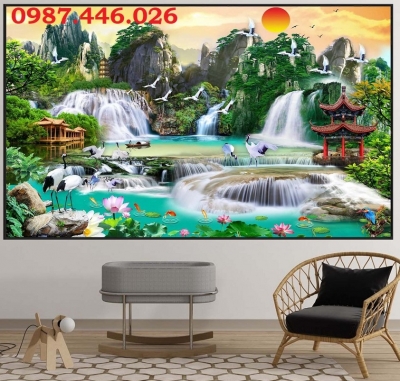 Gạch 3d tranh gạch thác nước HP8233