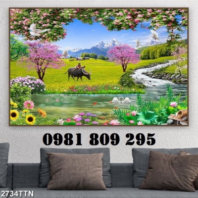 Tranh 3d cảnh đồng quê - tranh gạch 3d đồng quê