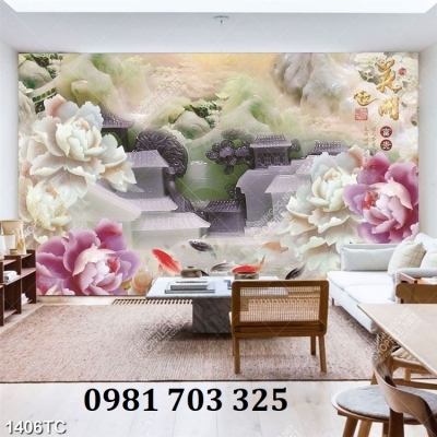 Tranh gạch hoa mẫu đơn phong thủy